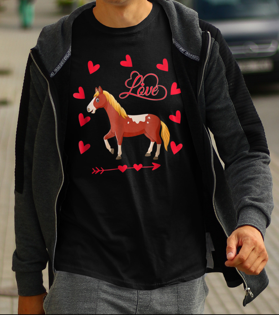 Love Heart Arrow Funny Horse Valentine's T-Shirt