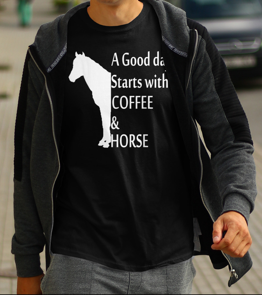 A Good Day Starts With Coffee And Horse Funny Orange Horse Lover T-Shirt
