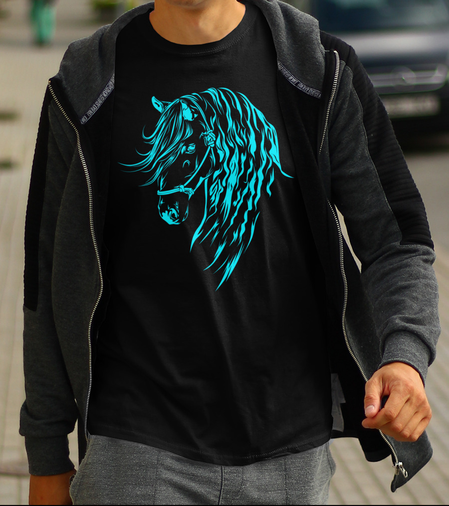 Glowing Forelock Horse Blueprint T-Shirt