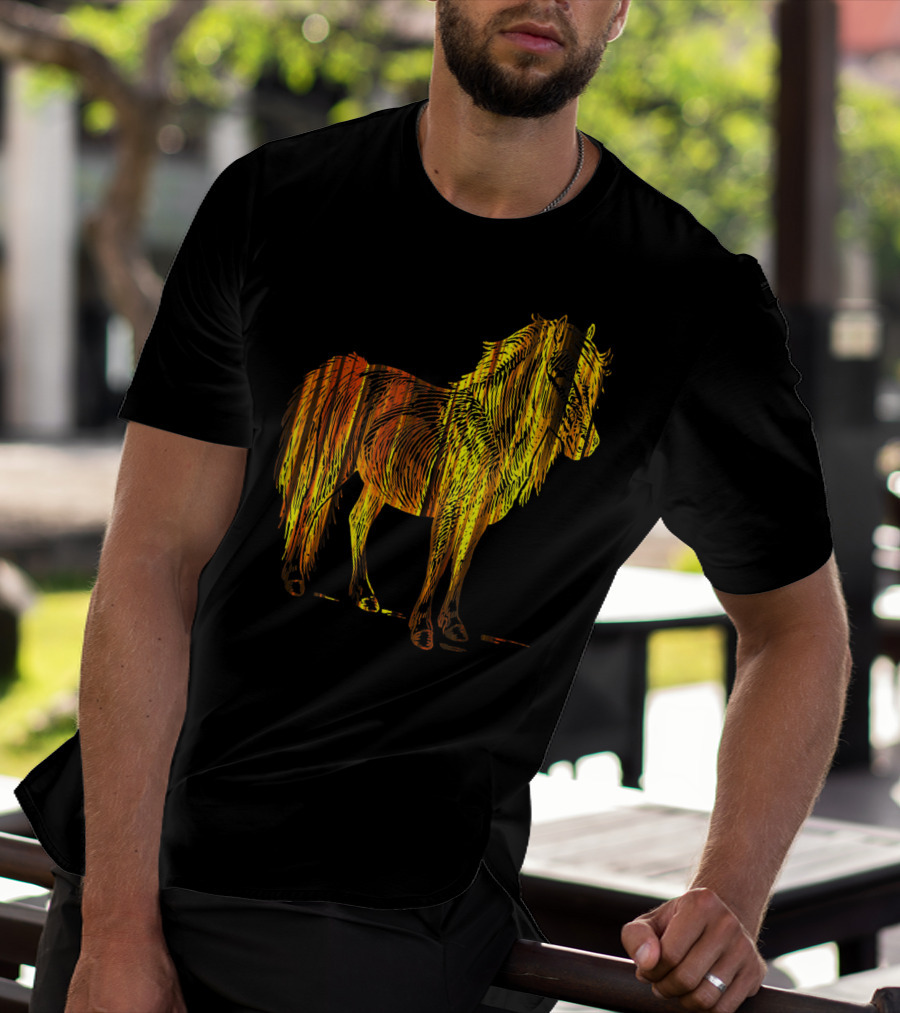 Golden Sparkling Horse Illuminated Elegance T-Shirt