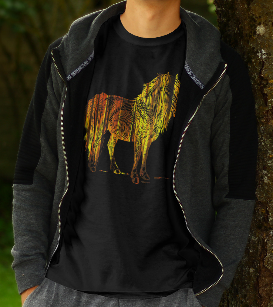 Golden Sparkling Horse Illuminated Elegance T-Shirt