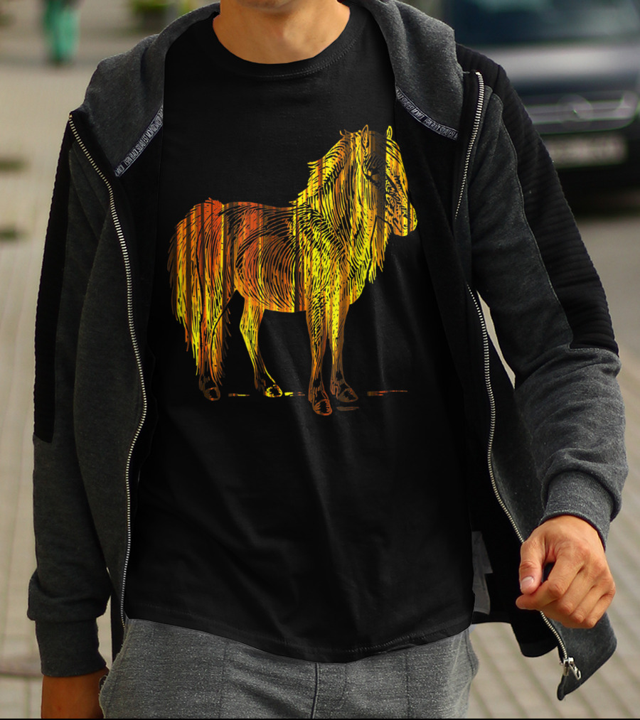 Golden Sparkling Horse Illuminated Elegance T-Shirt