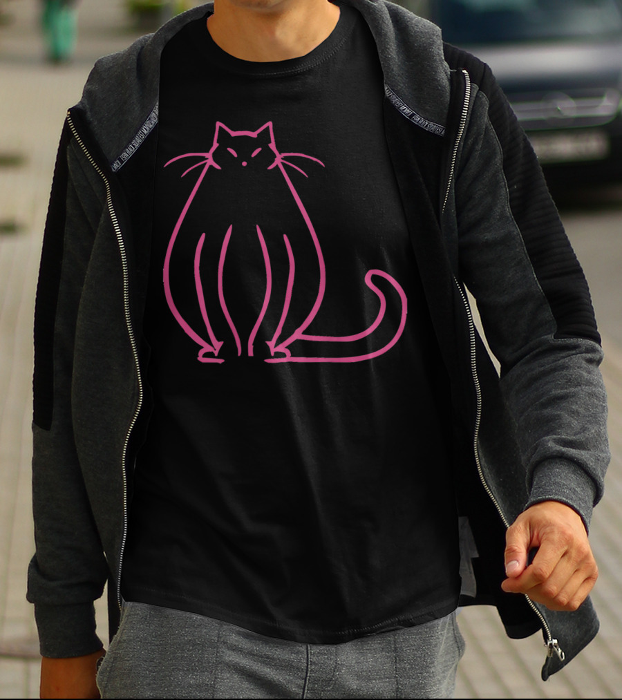 Classic Pink Cat Outline T-Shirt