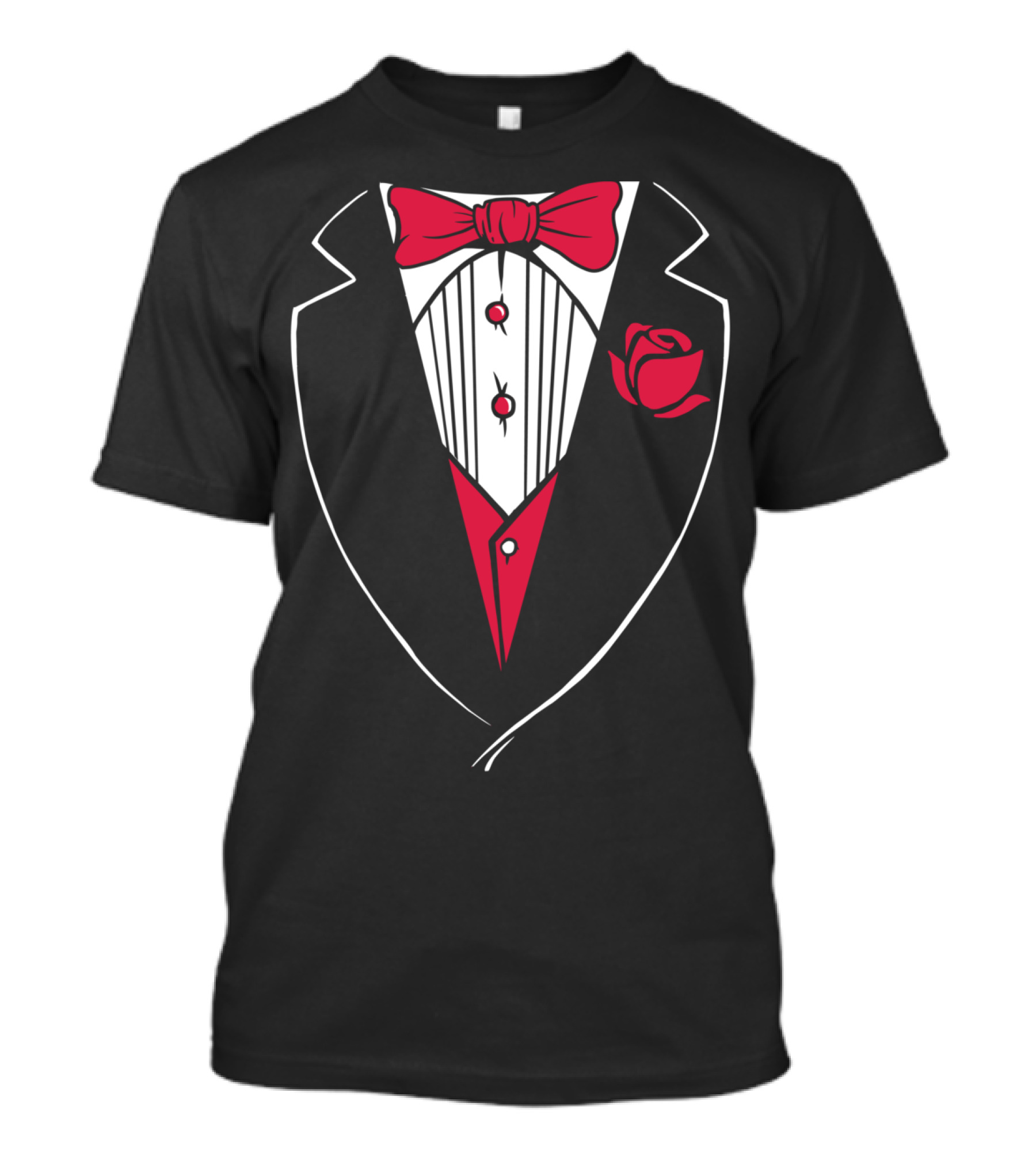 Classic Tuxedo Rose Bowtie Wedding Party Bachelor Costume T-Shirt