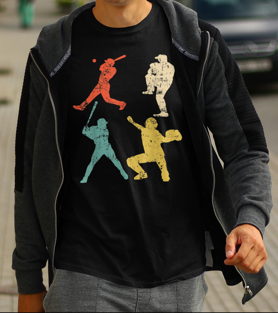 Retro 70s 80s Softball Player T-Shirt