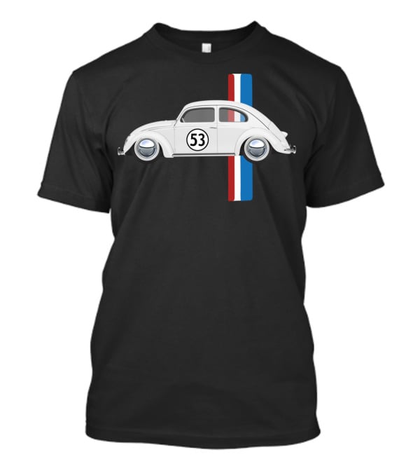 Classic Vintage Car Oldtimer 53 Bug Buggy With Red White Blue Stripes T-Shirt