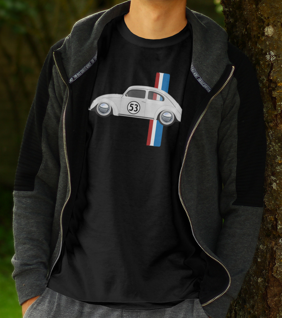 Classic Vintage Car Oldtimer 53 Bug Buggy With Red White Blue Stripes T-Shirt