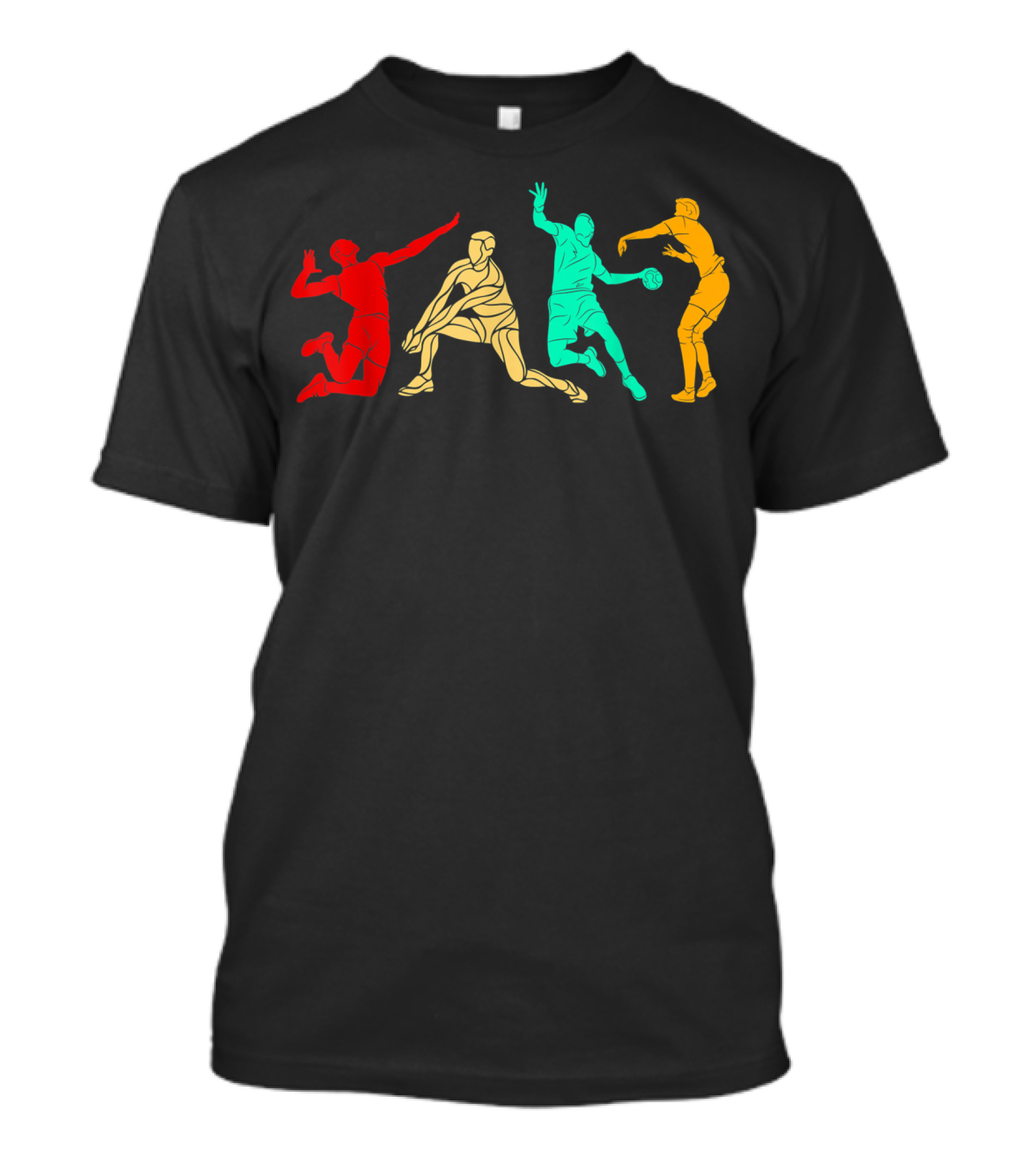 Colorful Vintage Volleyball Players In Action T-Shirt