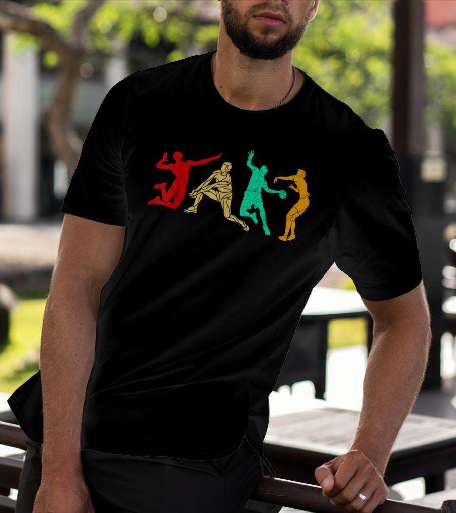 Colorful Vintage Volleyball Players In Action T-Shirt