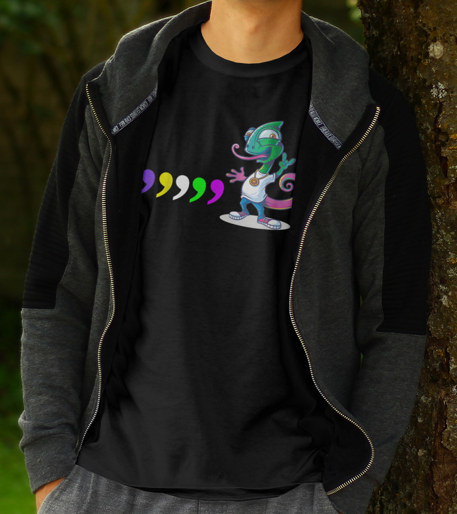 Comma Chameleons 80S Sound Rock Colorful T-Shirt