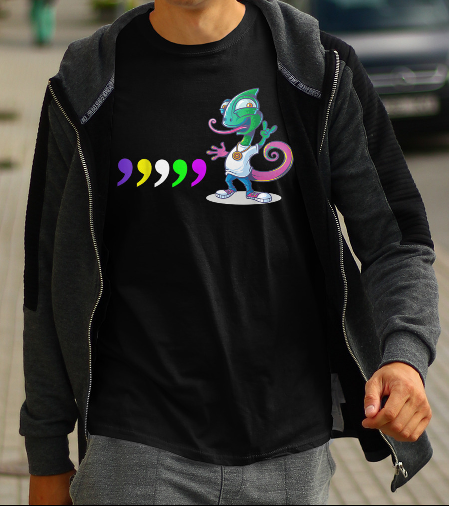 Comma Chameleons 80S Sound Rock Colorful T-Shirt