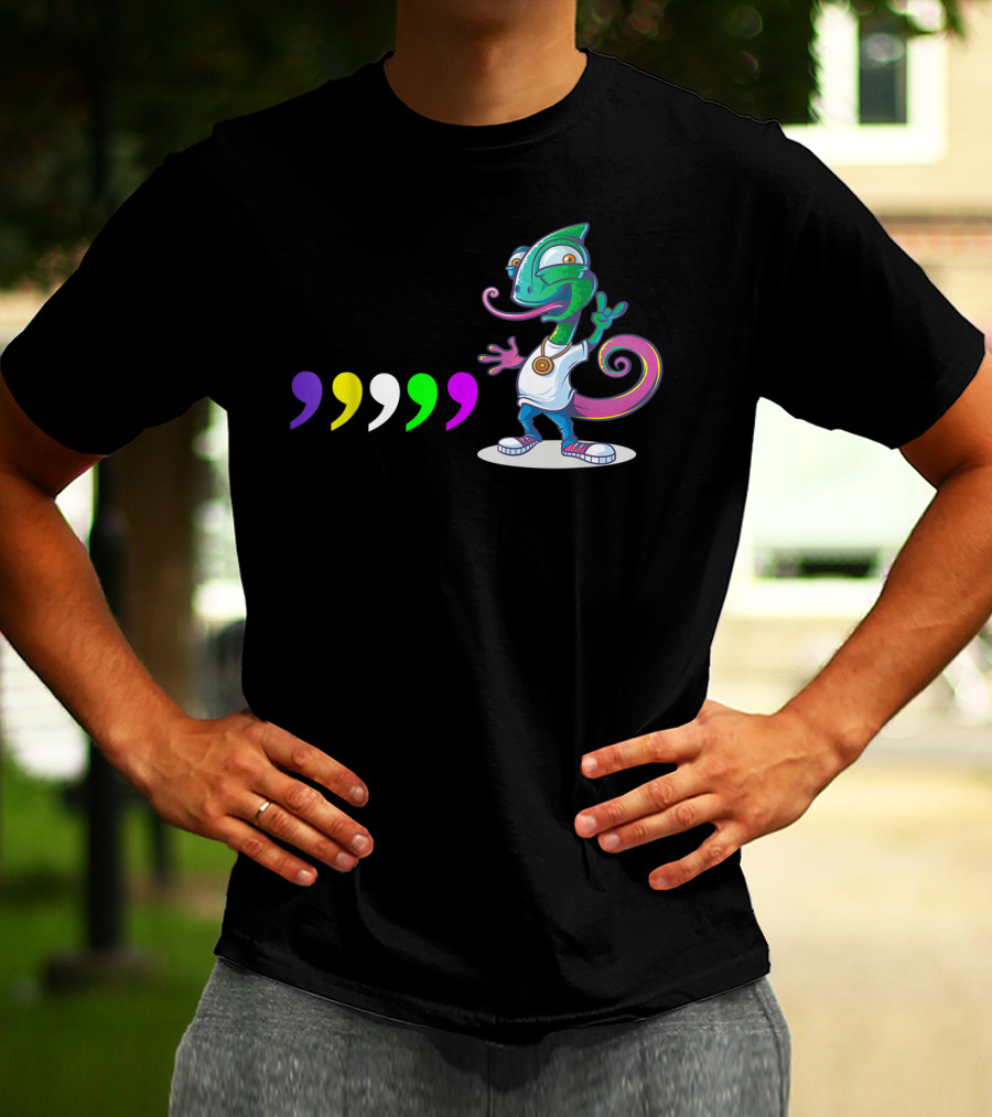 Comma Chameleons 80S Sound Rock Colorful T-Shirt