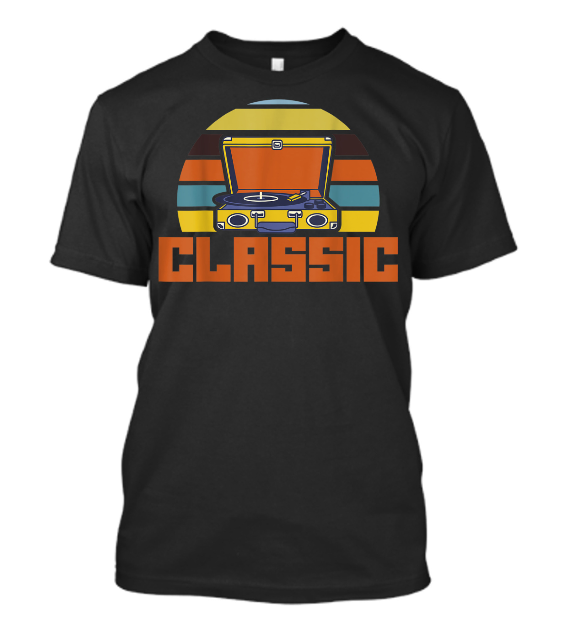 Classic Cool Turntable Vinyl Music Lifestyle Retro Strip T-Shirt
