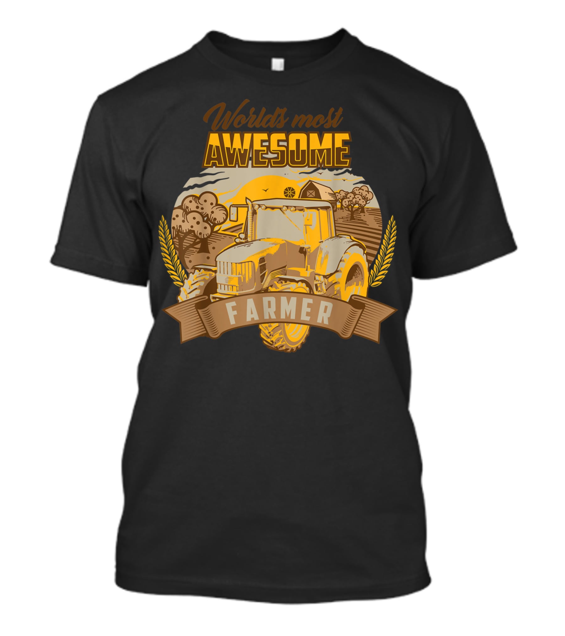 World's Most Awesome Farmer Tractor Wheat Field Scene T-Shirt