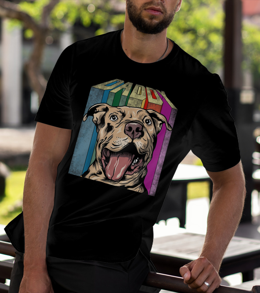 Daddy Colorful Pitbull Dog T-Shirt