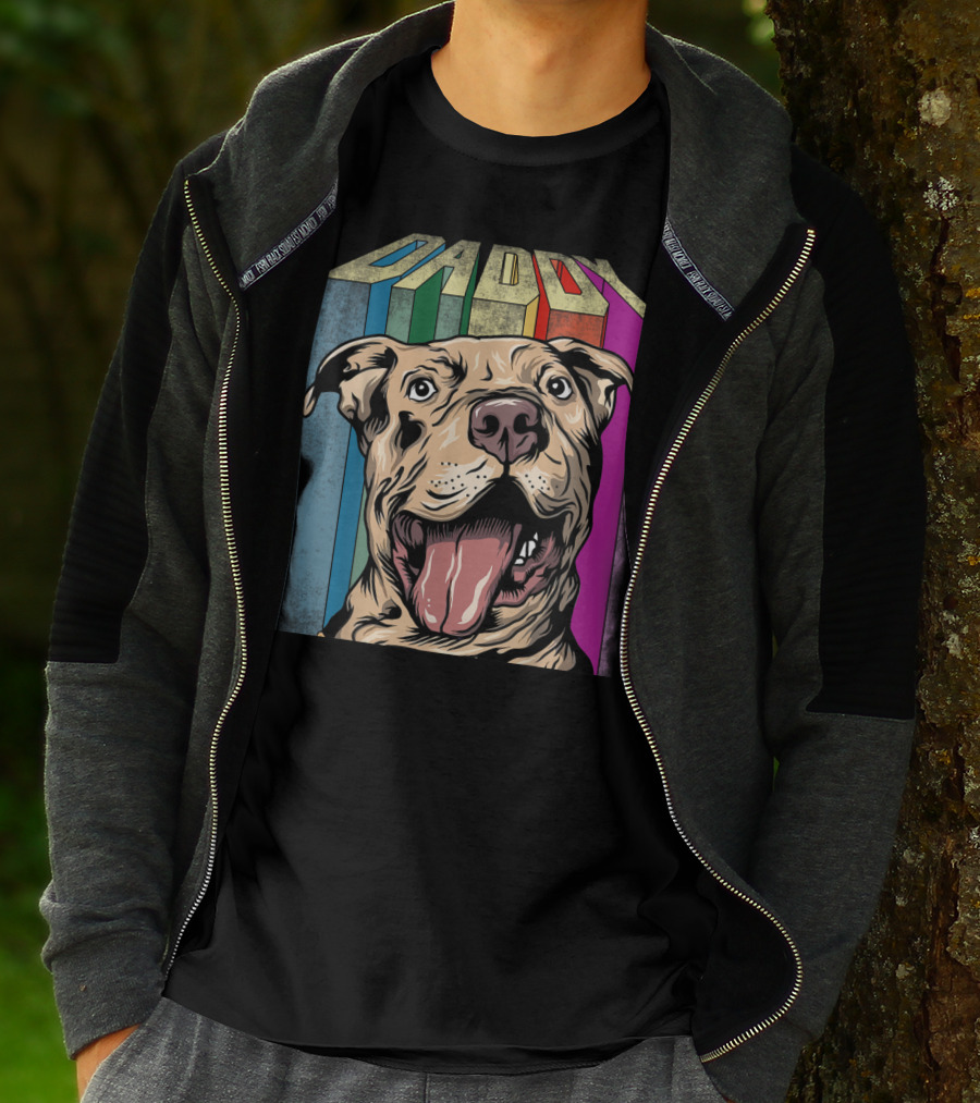 Daddy Colorful Pitbull Dog T-Shirt