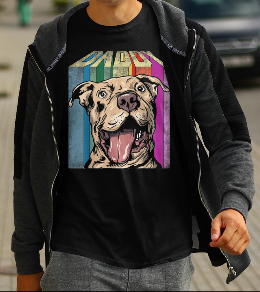 Daddy Colorful Pitbull Dog T-Shirt