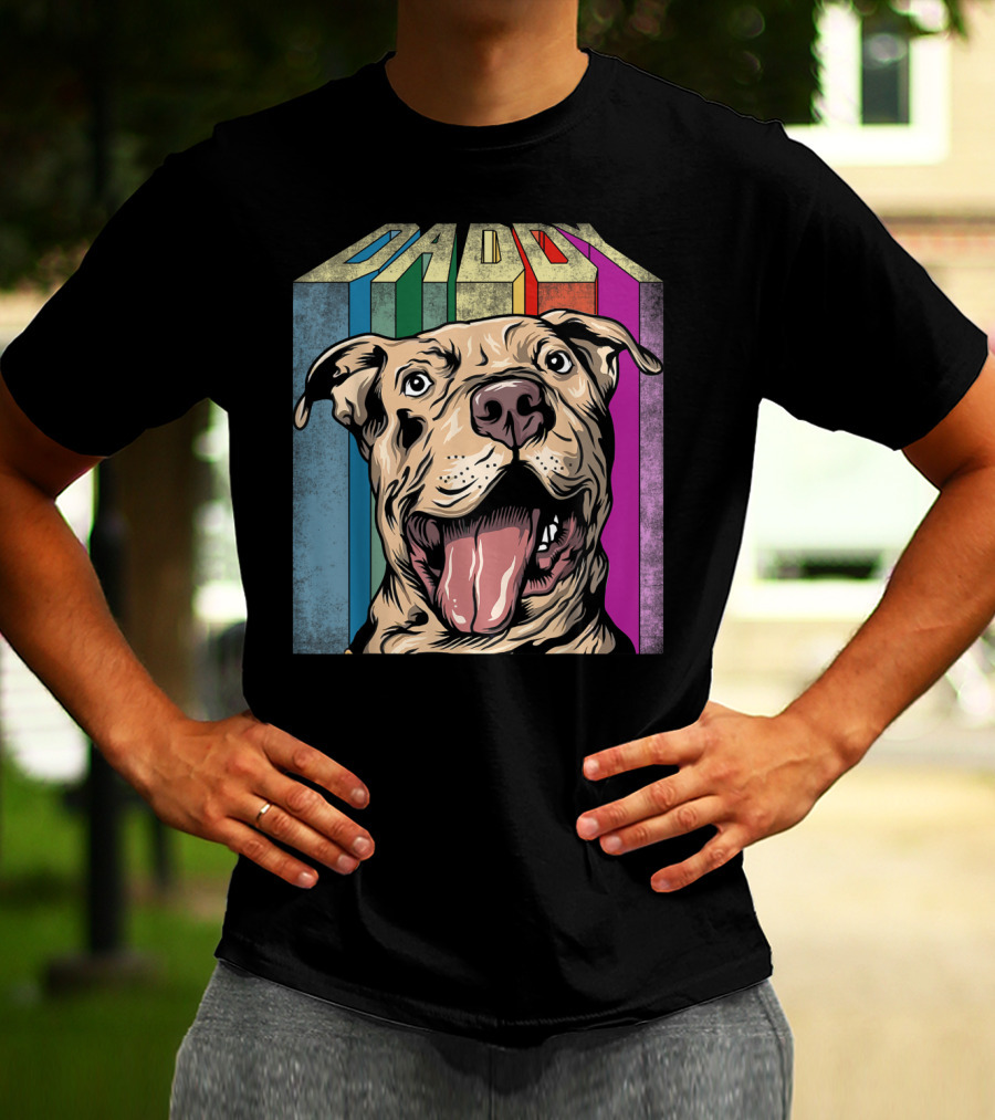 Daddy Colorful Pitbull Dog T-Shirt