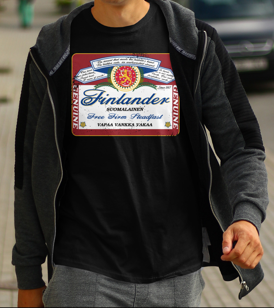 Finlander Genuine Suomilainen Free Firm Steadfast Vapaa Vankka Vakaa Finnish Vintage T-Shirt
