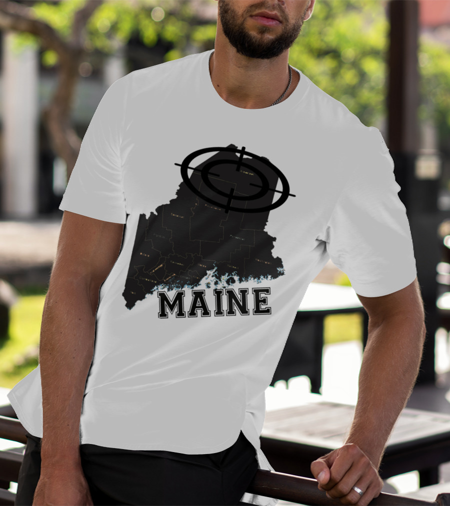 Maine Maps Classic Vintage Fun Target Overlay T-Shirt