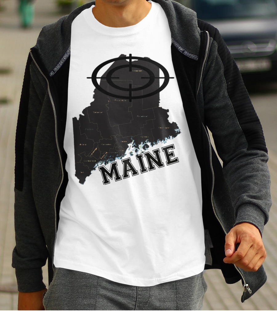 Maine Maps Classic Vintage Fun Target Overlay T-Shirt