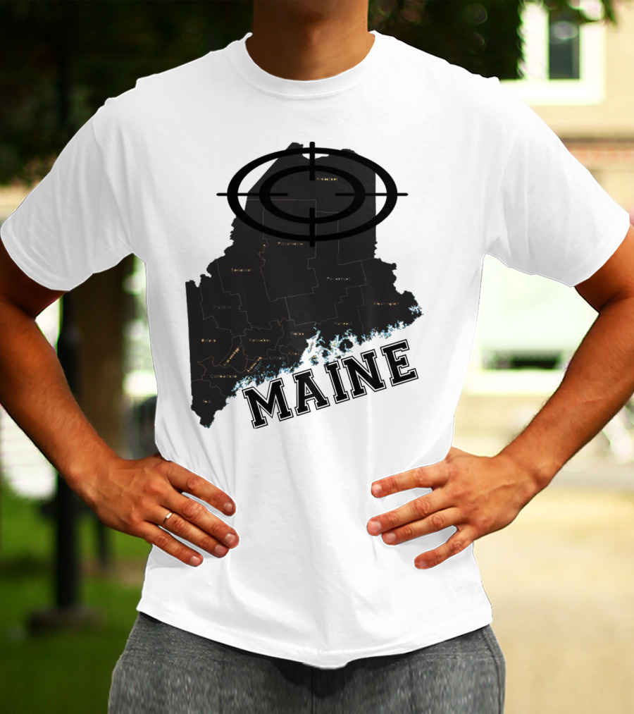 Maine Maps Classic Vintage Fun Target Overlay T-Shirt