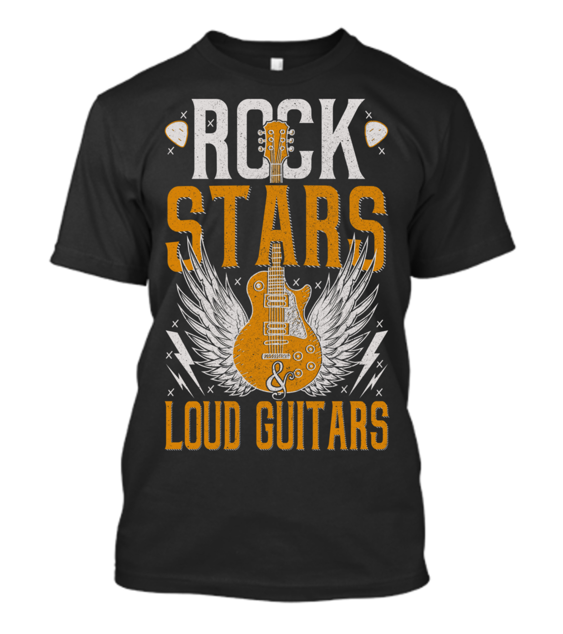 Rock Stars And Loud Guitars Vintage Classic Wings Electric Guitar T-Shirt