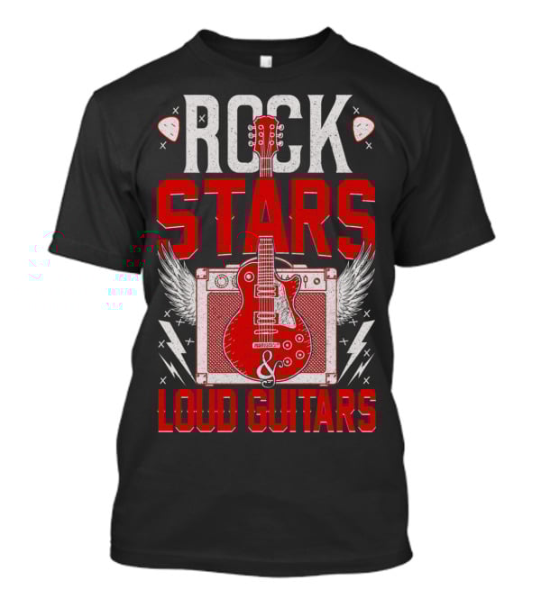 Rock Stars Loud Guitars Vintage Amplifier And Wings T-Shirt