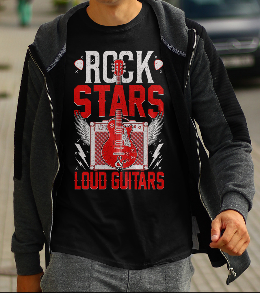 Rock Stars Loud Guitars Vintage Amplifier And Wings T-Shirt