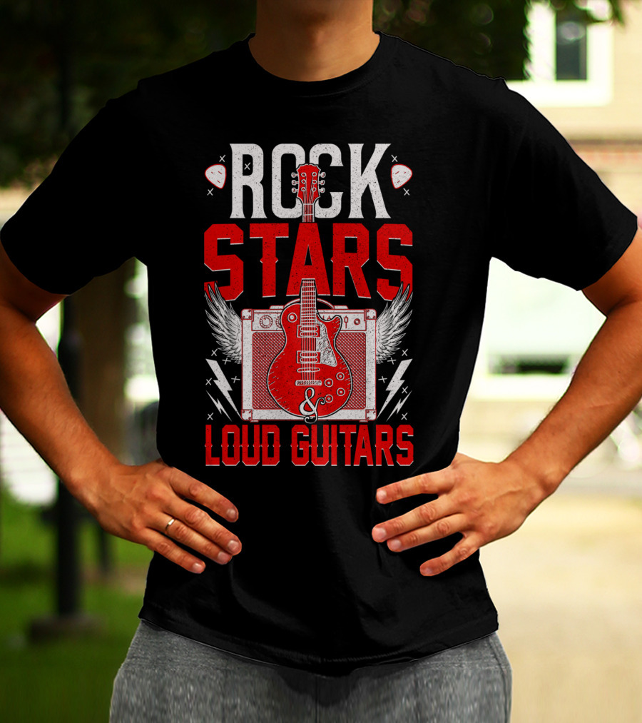 Rock Stars Loud Guitars Vintage Amplifier And Wings T-Shirt
