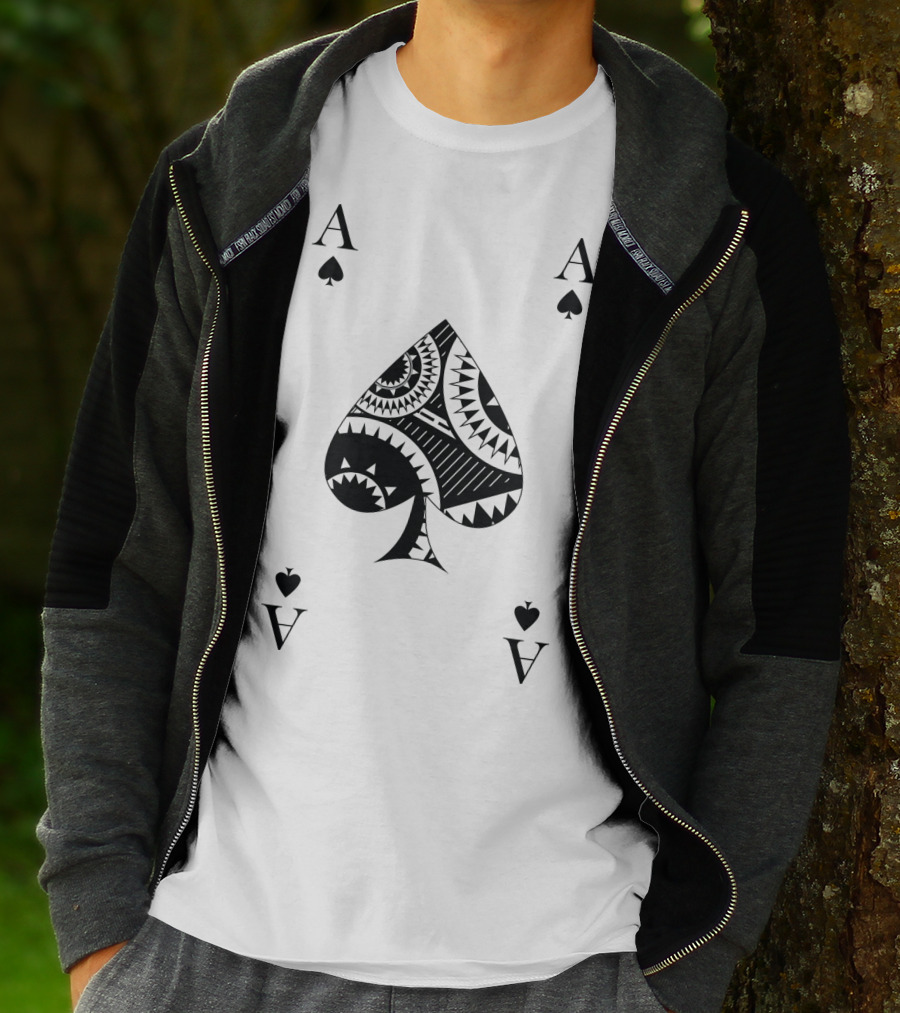 Ace Of Spades Poker Card Pattern Luck Winner T-Shirt