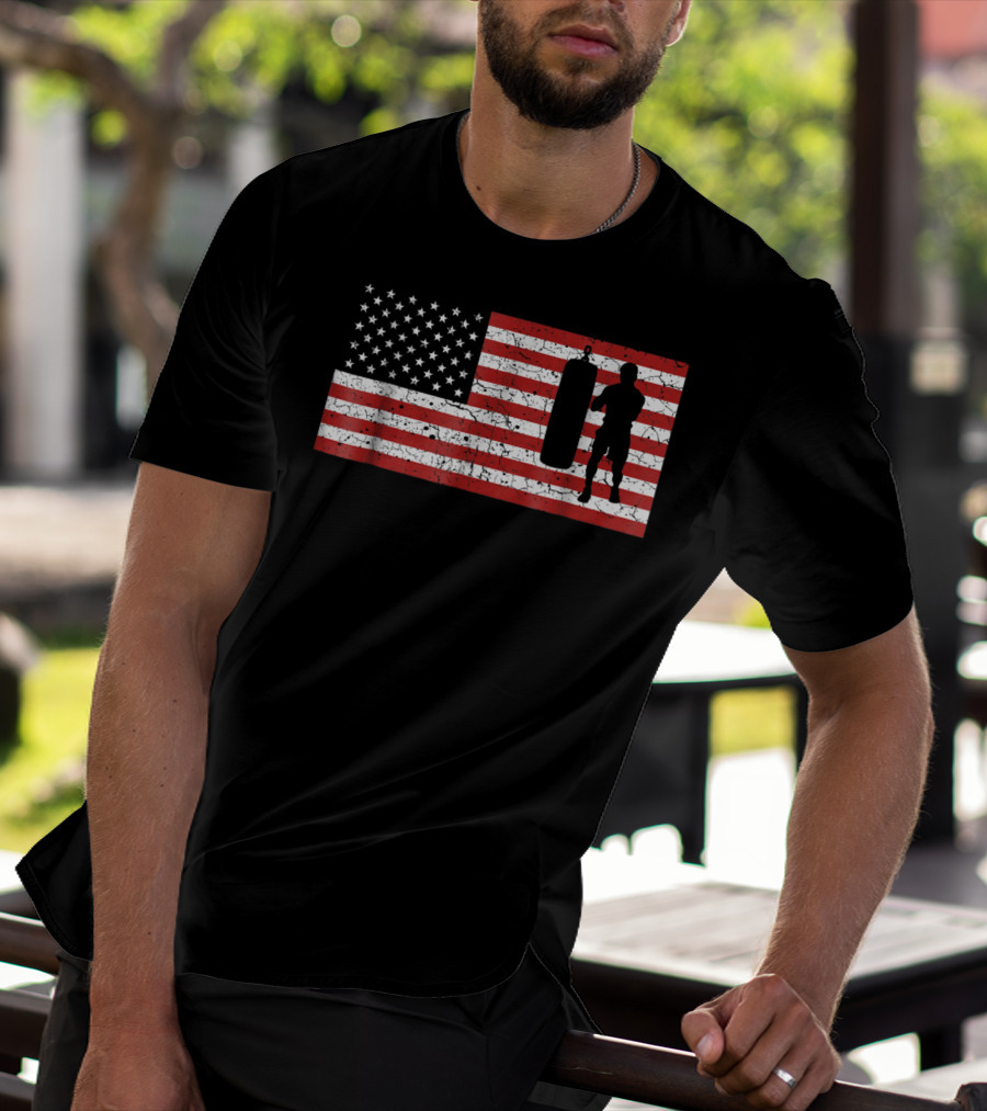 American Flag Boxing Silhouette Training T-Shirt