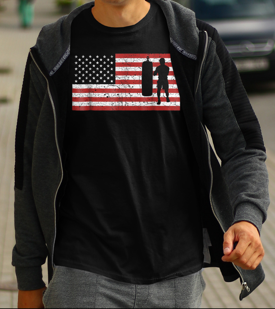 American Flag Boxing Silhouette Training T-Shirt