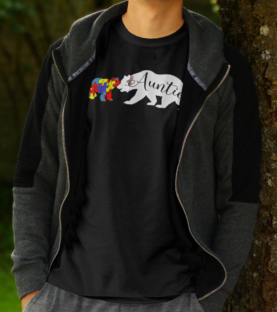 Auntie Bear Autism Awareness Aunt Puzzle Pattern Bears T-Shirt