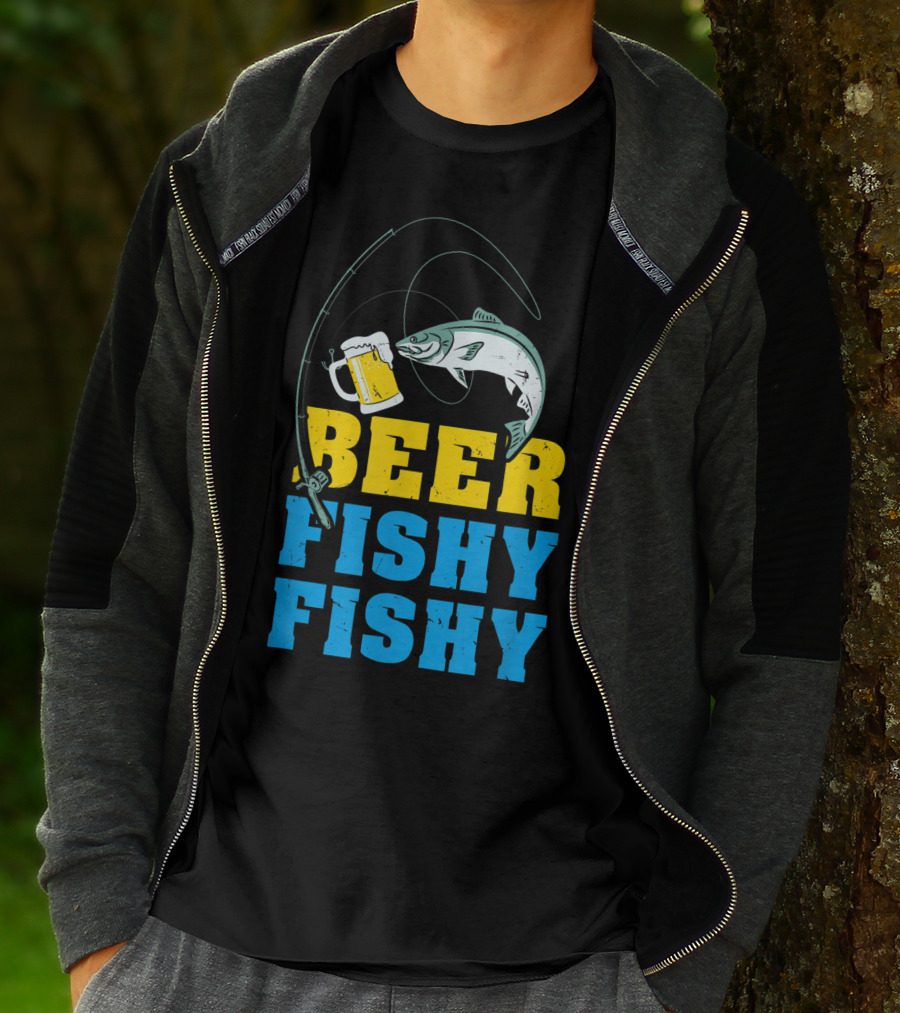 Beer Fishy Fishy Funny Drinking And Fishing Rod Fish Beer Mug T-Shirt