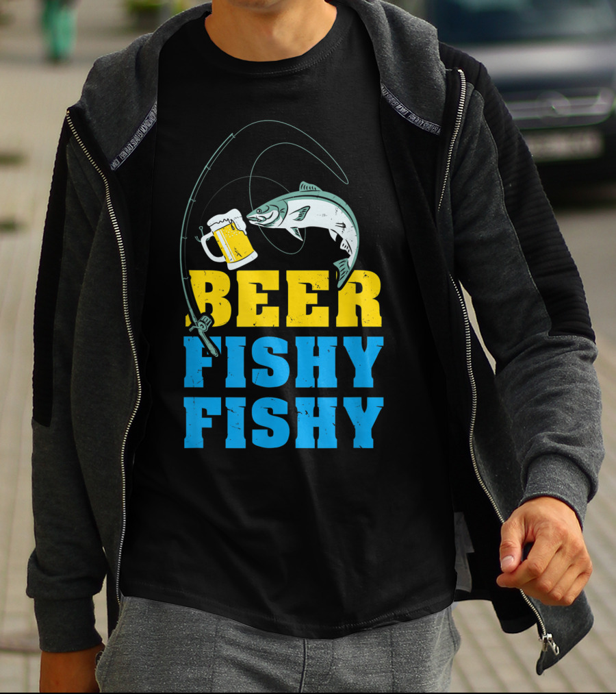 Beer Fishy Fishy Funny Drinking And Fishing Rod Fish Beer Mug T-Shirt