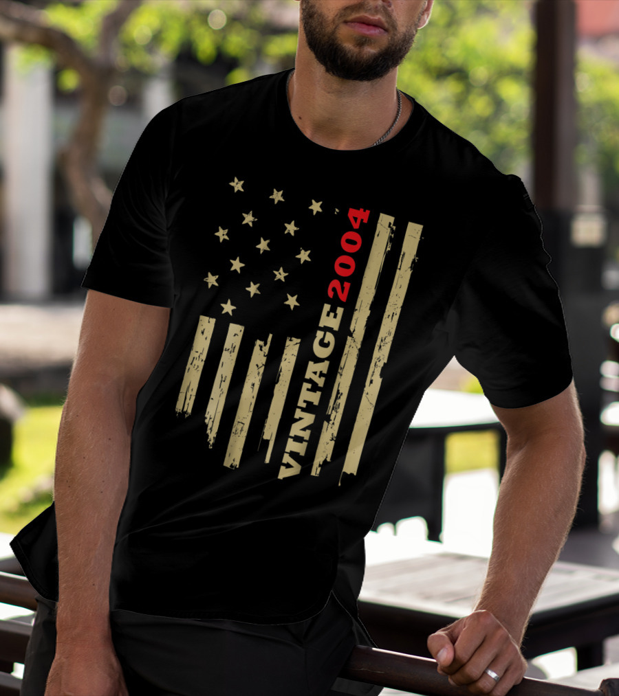 Vintage 2004 American Flag Birthday Gift T-Shirt