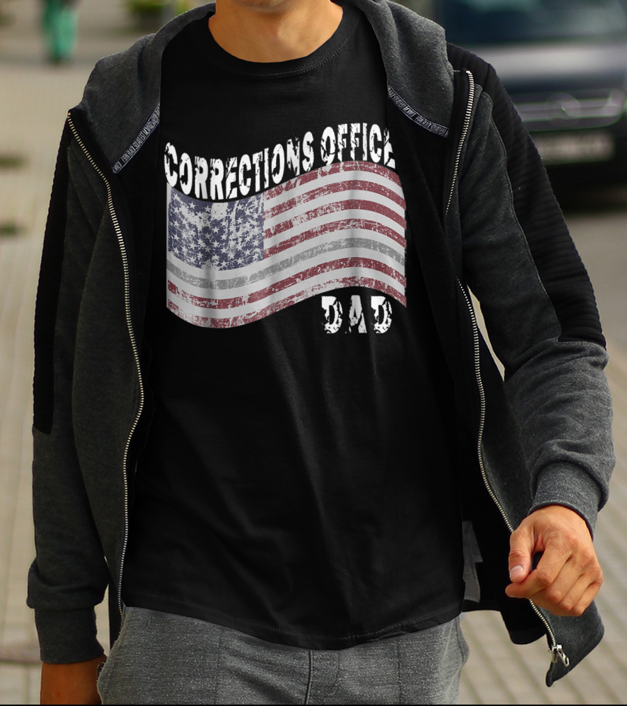 Corrections Officer Dad Distressed American Flag T-Shirt