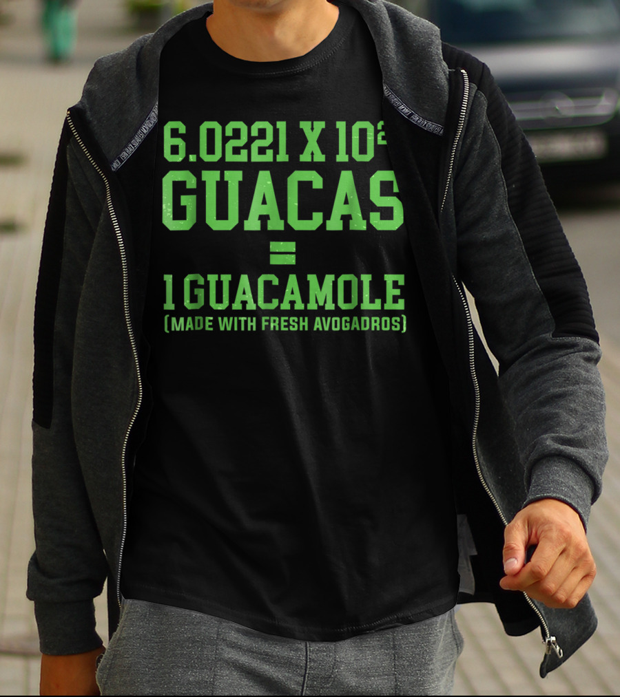 6.0221 X 10^23 Guacas Equals 1 Guacamole Made With Fresh Avogadros T-Shirt