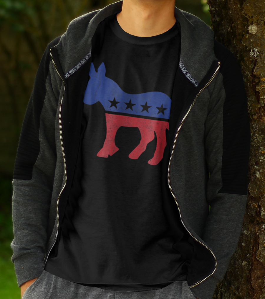 Democrat Donkey Vintage Look Democratic Supporter Iconic Red Blue Star T-Shirt