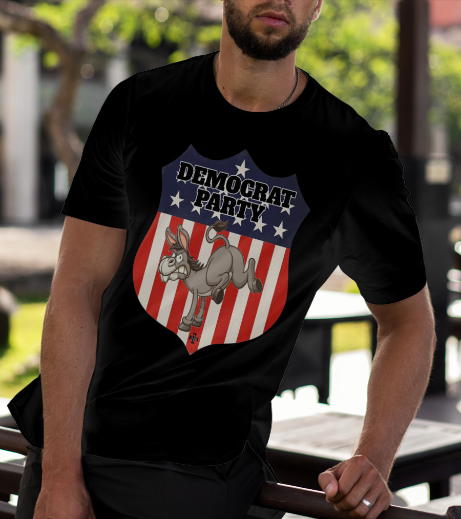 Democrat Party Shield Stars And Stripes Donkey T-Shirt