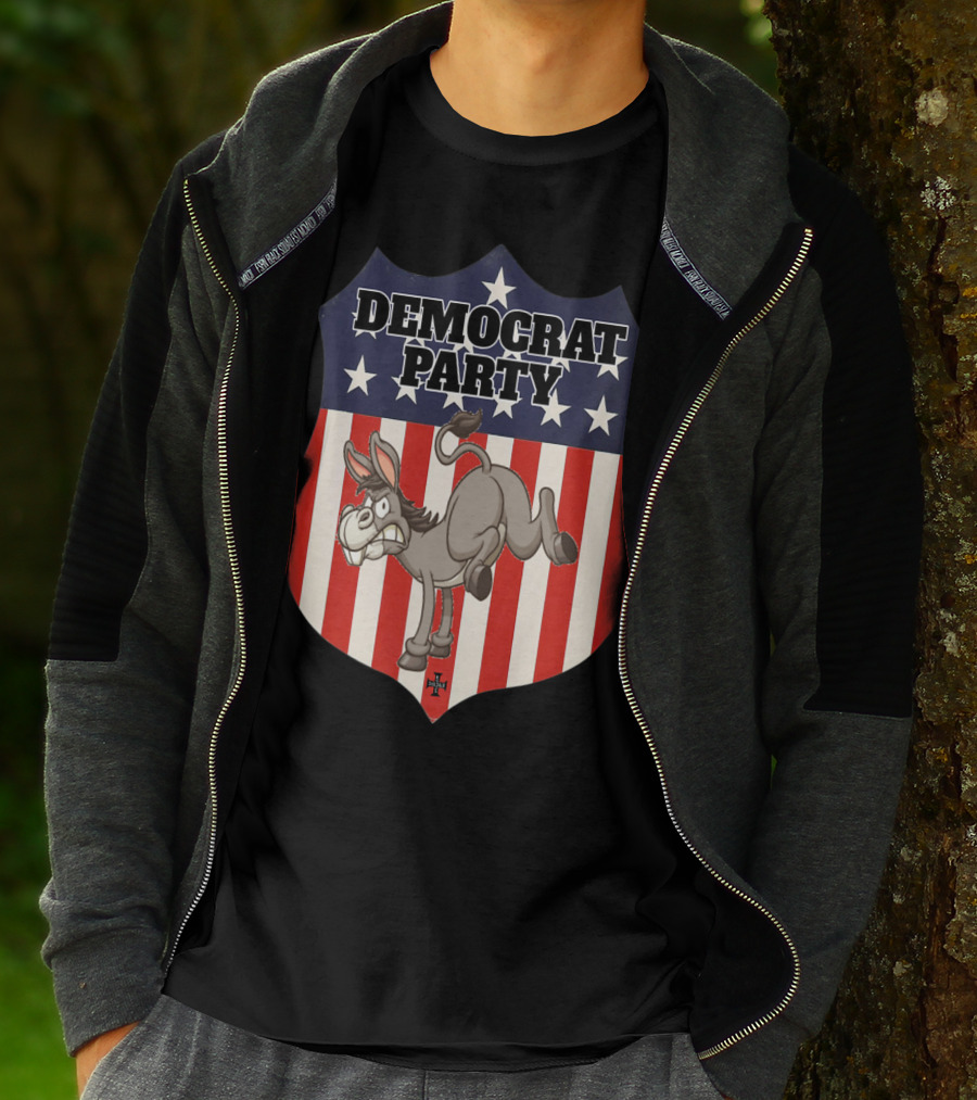 Democrat Party Shield Stars And Stripes Donkey T-Shirt
