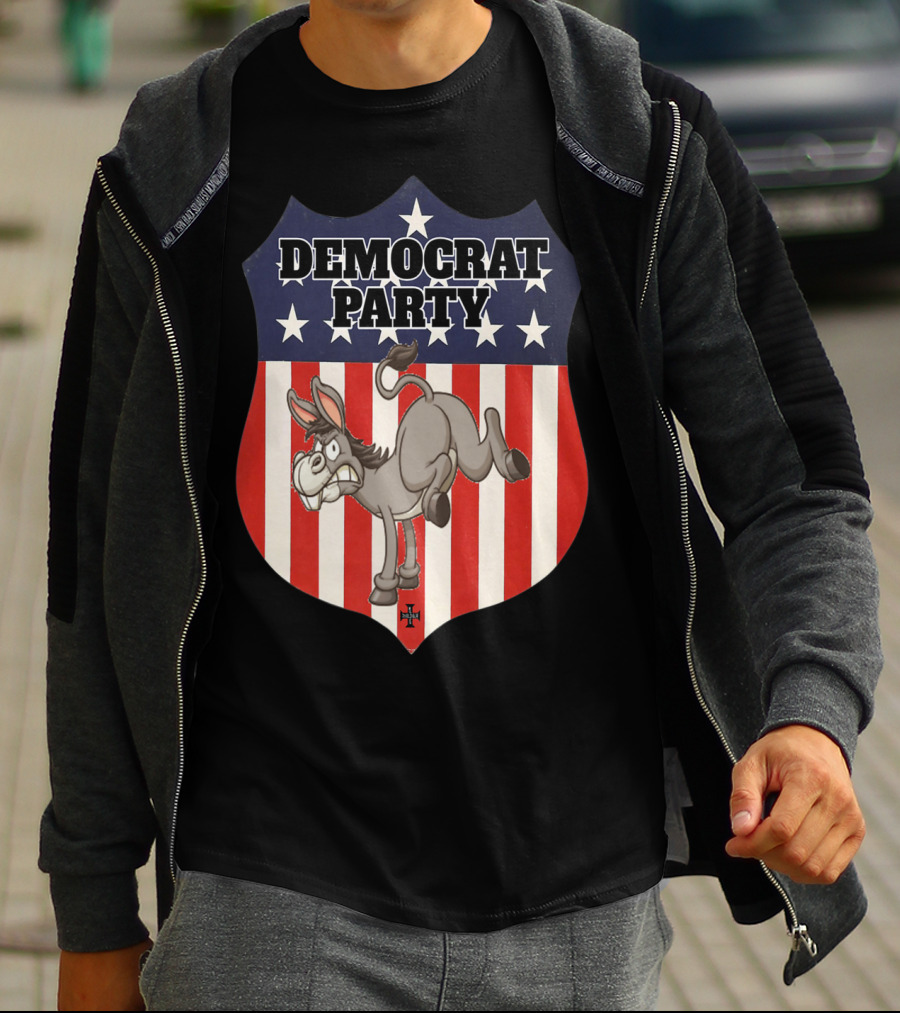 Democrat Party Shield Stars And Stripes Donkey T-Shirt