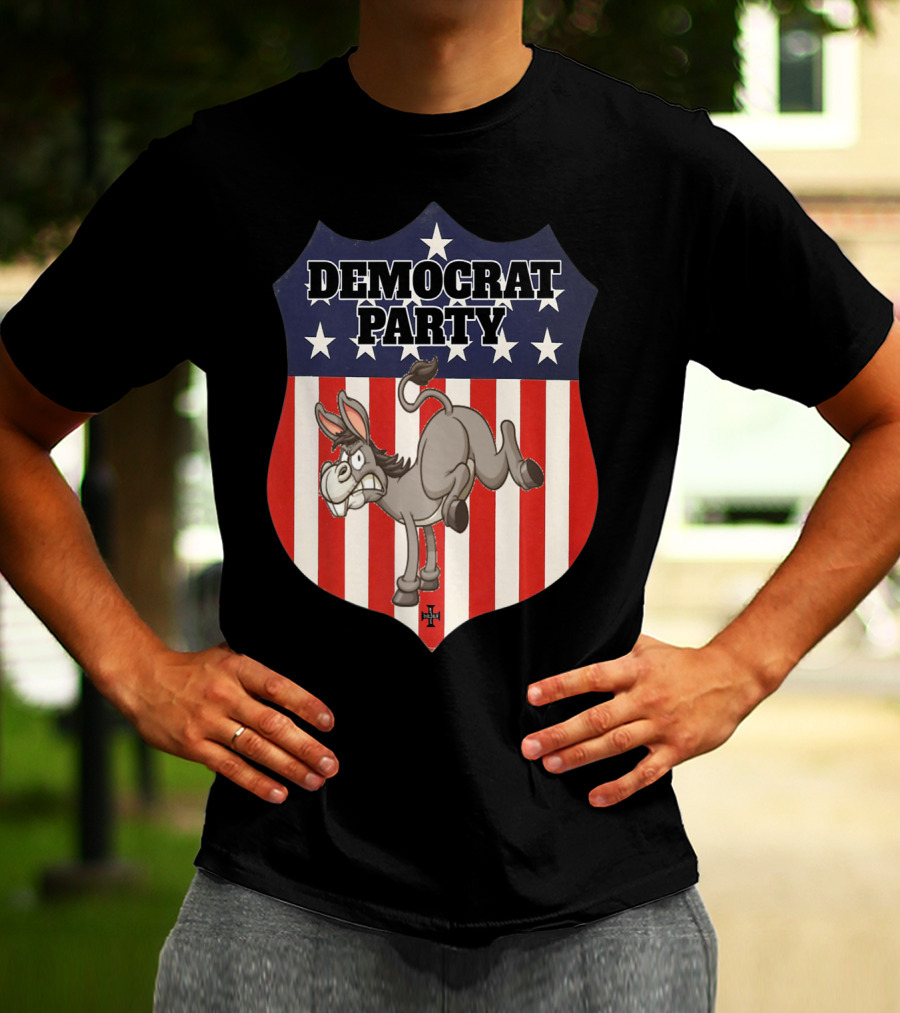 Democrat Party Shield Stars And Stripes Donkey T-Shirt