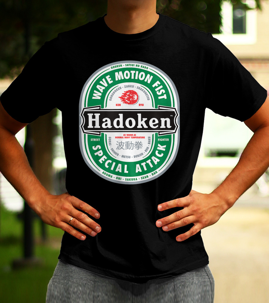 Wave Motion Fist Hadoken Street Fighter Special Attack Beer T-Shirt