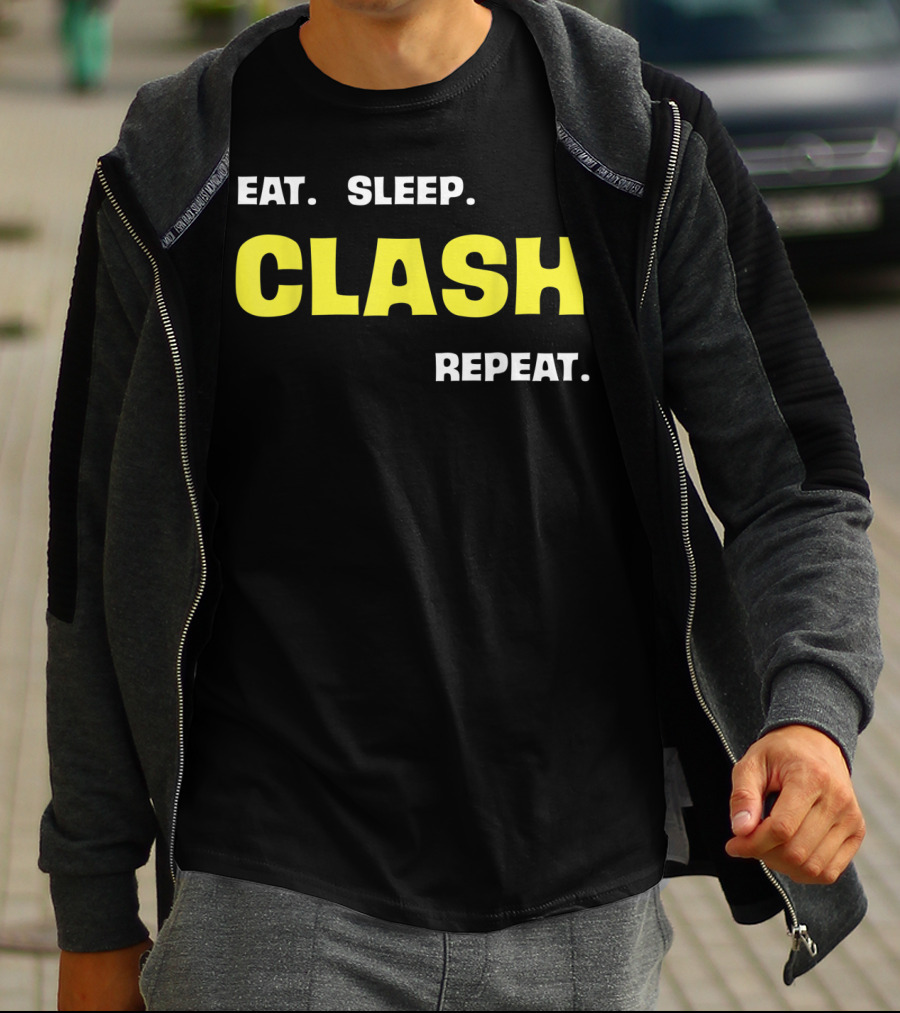 Eat Sleep Clash Repeat Retro Gaming Motif T-Shirt