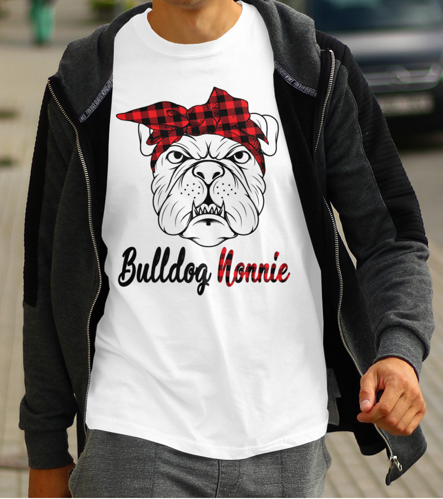 Bulldog Nonnie Plaid Red Bandana Costume T-Shirt