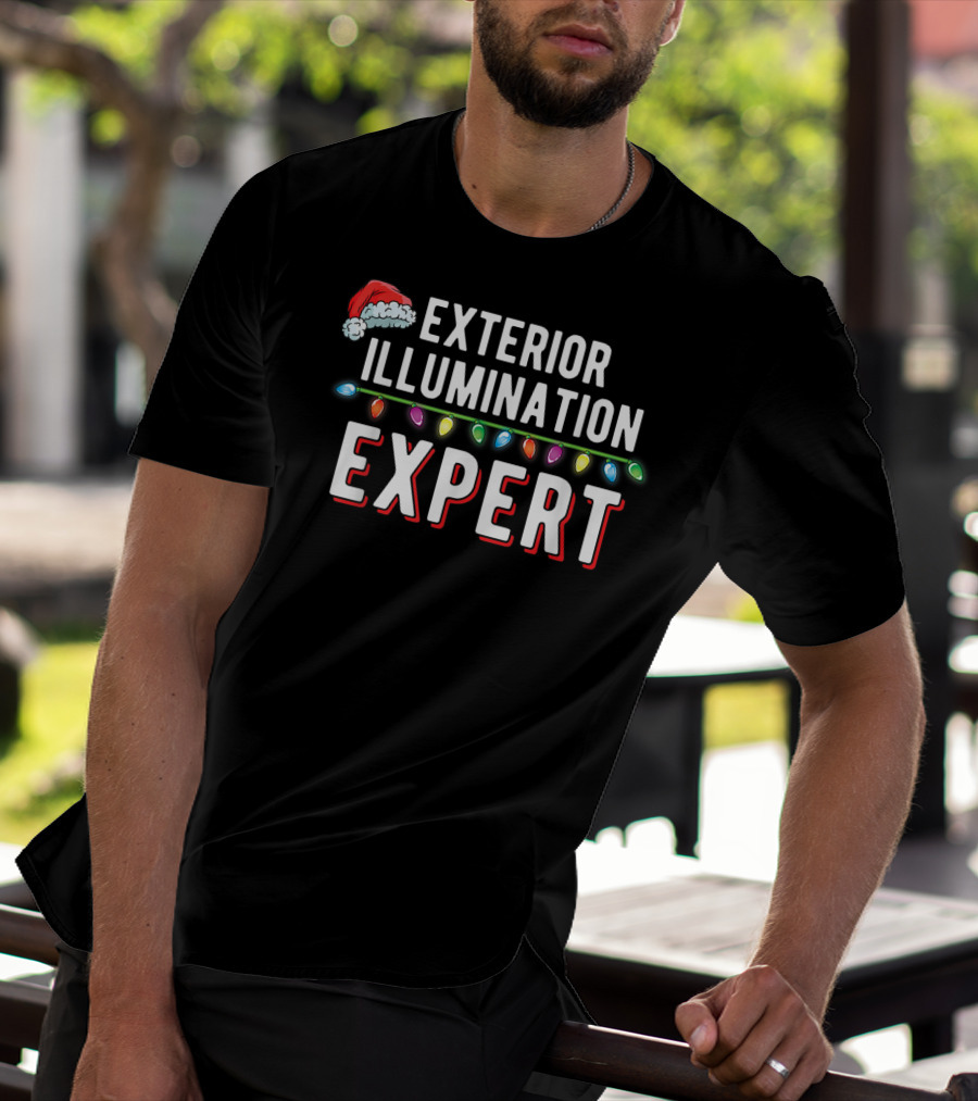 Exterior Illumination Expert Christmas Lights Decorator Santa Hat T-Shirt
