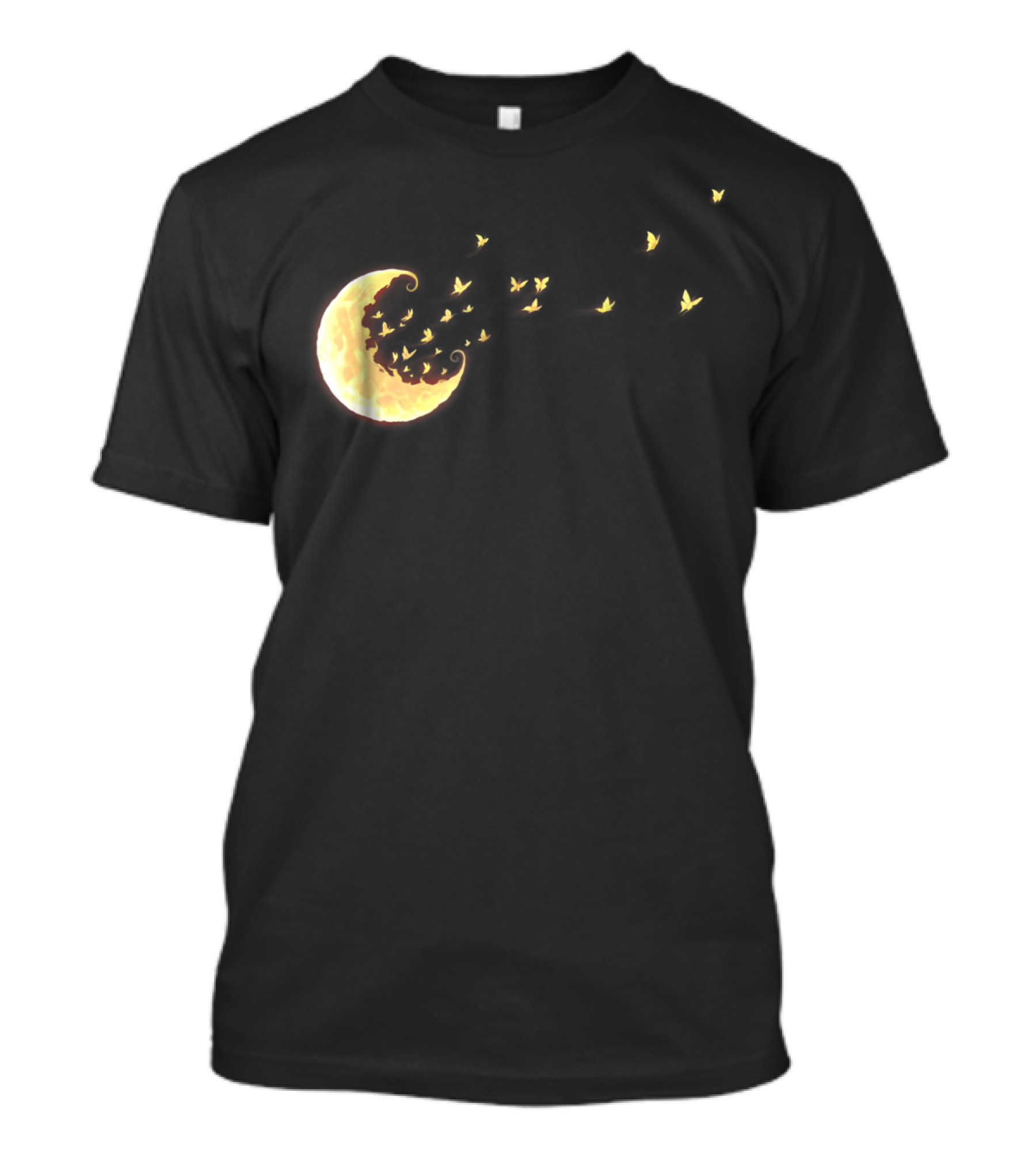 Flying Butterflies From Rainbow Crescent Moon T-Shirt