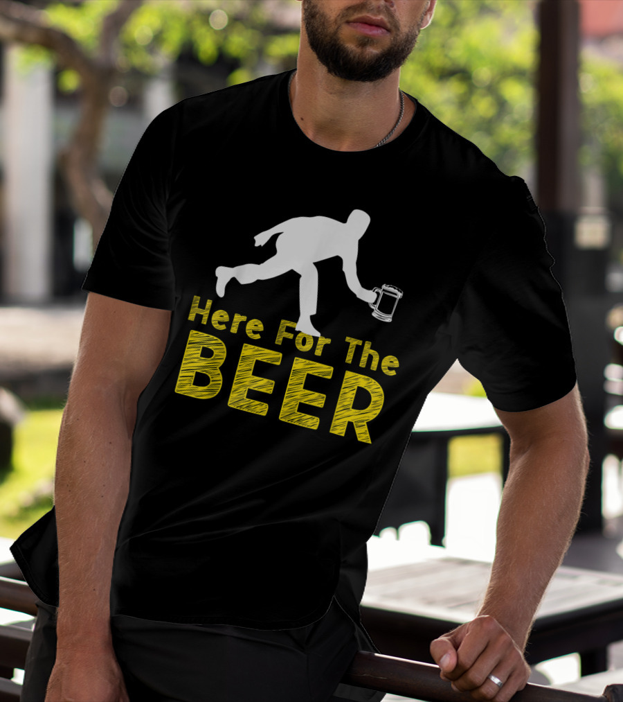 Funny Bowling Hobby Here For The Beer Drinking T-Shirt